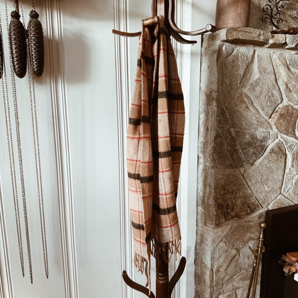 Vintage 100% Wool Plaid Winter Scarf